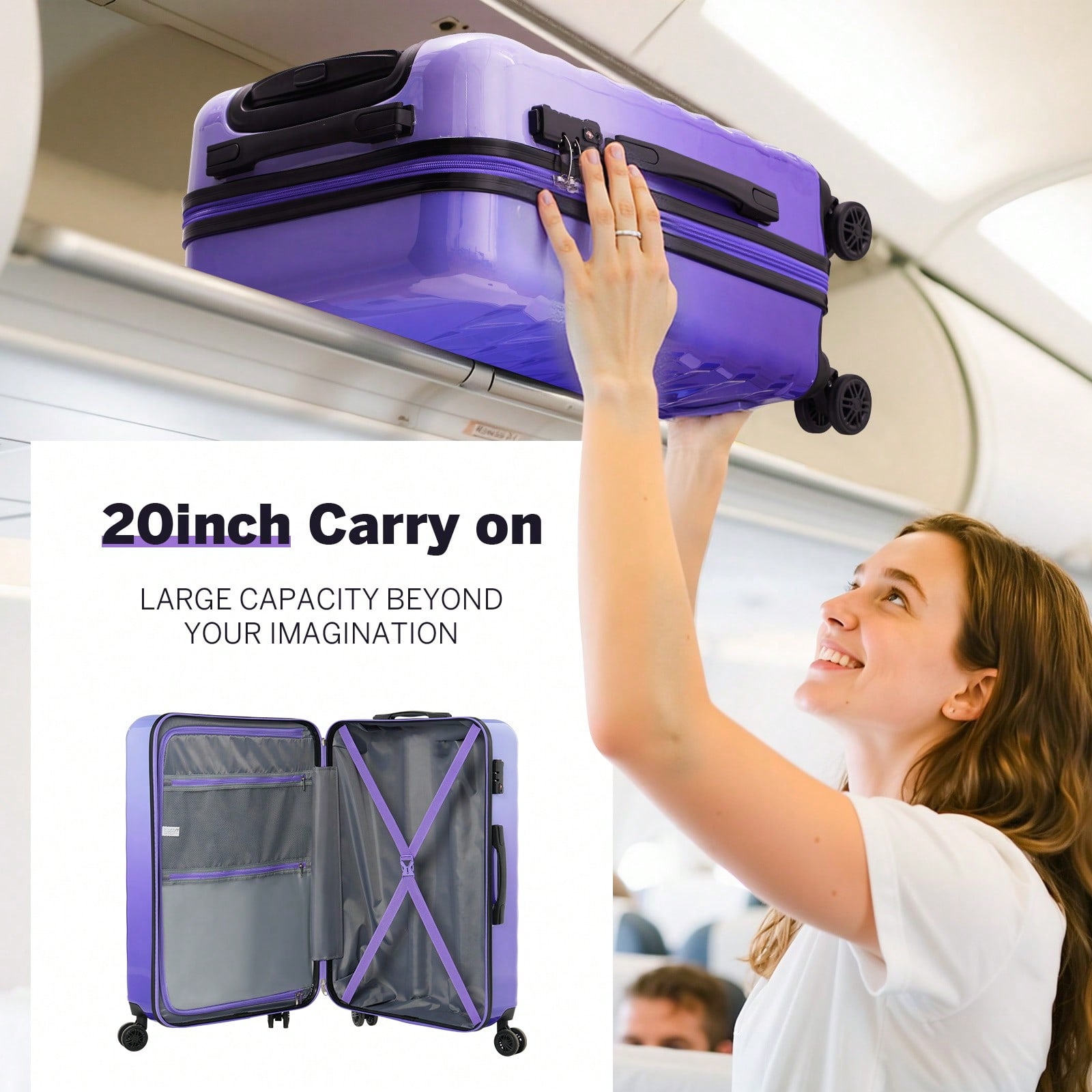Ensemble de bagages rigides po - Spinner Wheel Rolling Suitcase 20 Inch avis et prix
